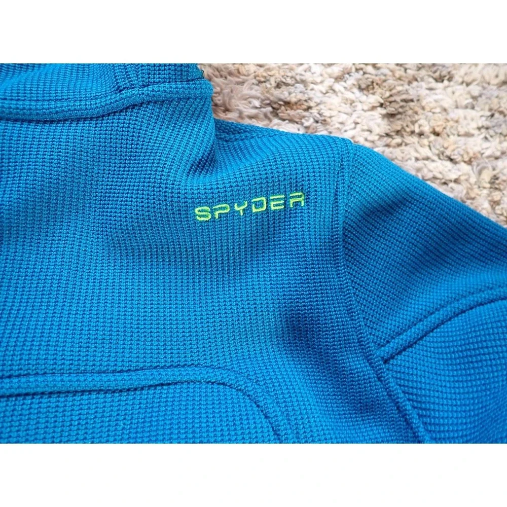 Spyder Full Zip Hoodie Youth Medium 10/12 Blue Excellent Technical Fleece Jacket